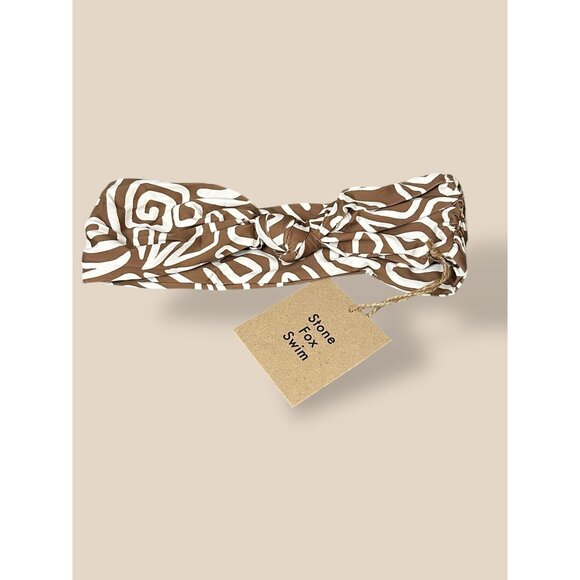 NWT Stone Fox Swim Lele Bandeau Bikini Top in Rawhide Swirl Beach Resort Size XS - Picture 3 of 4